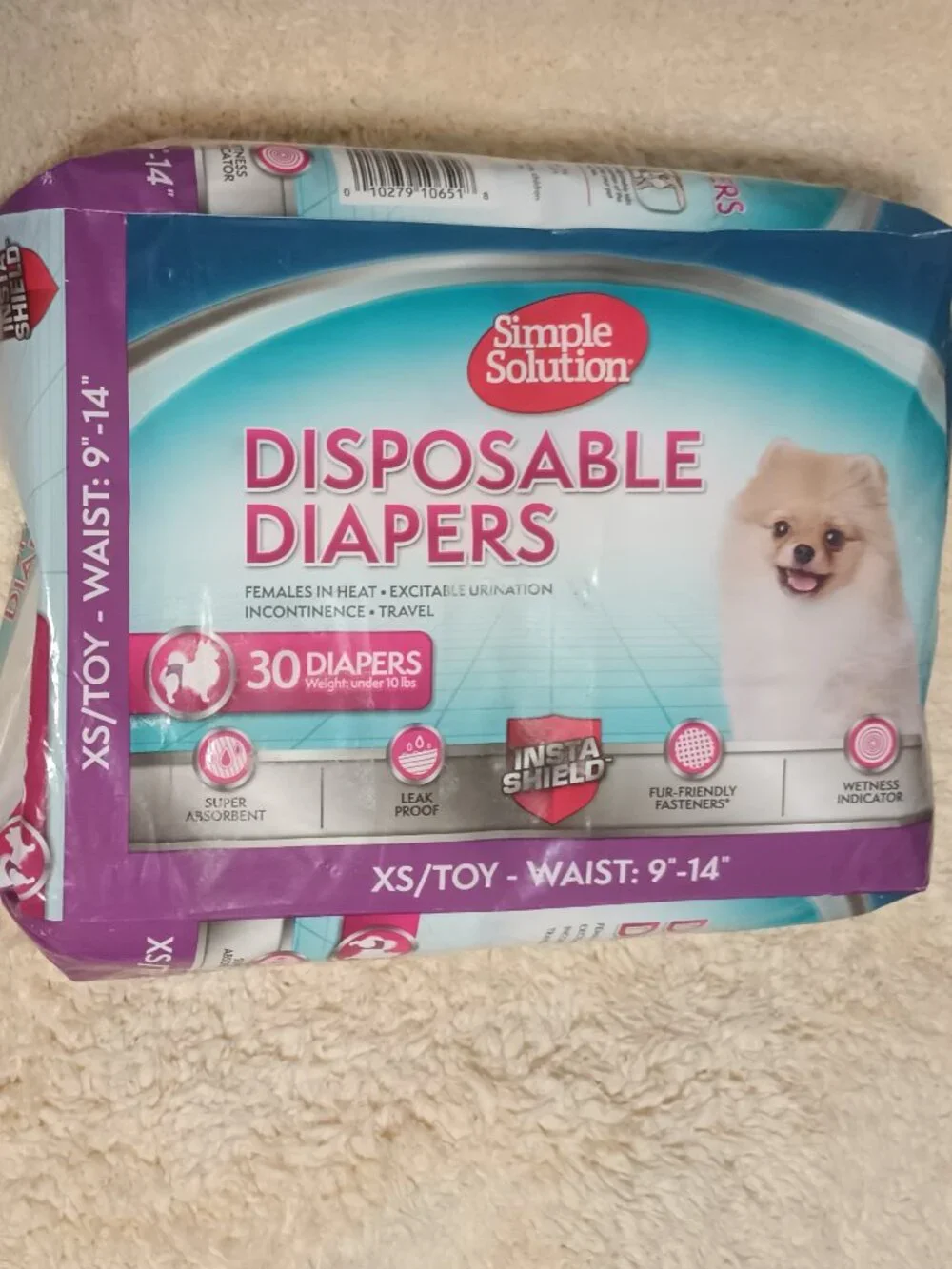 NEW Simple Solution Disposable Female Dog Diapers, X-Small: 9